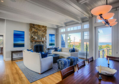 family room with large picture windows
